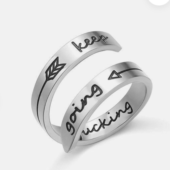 Women’s inspirational Ring Engraved Quote "Keep Fu**ing Going" - Picture 1 of 13